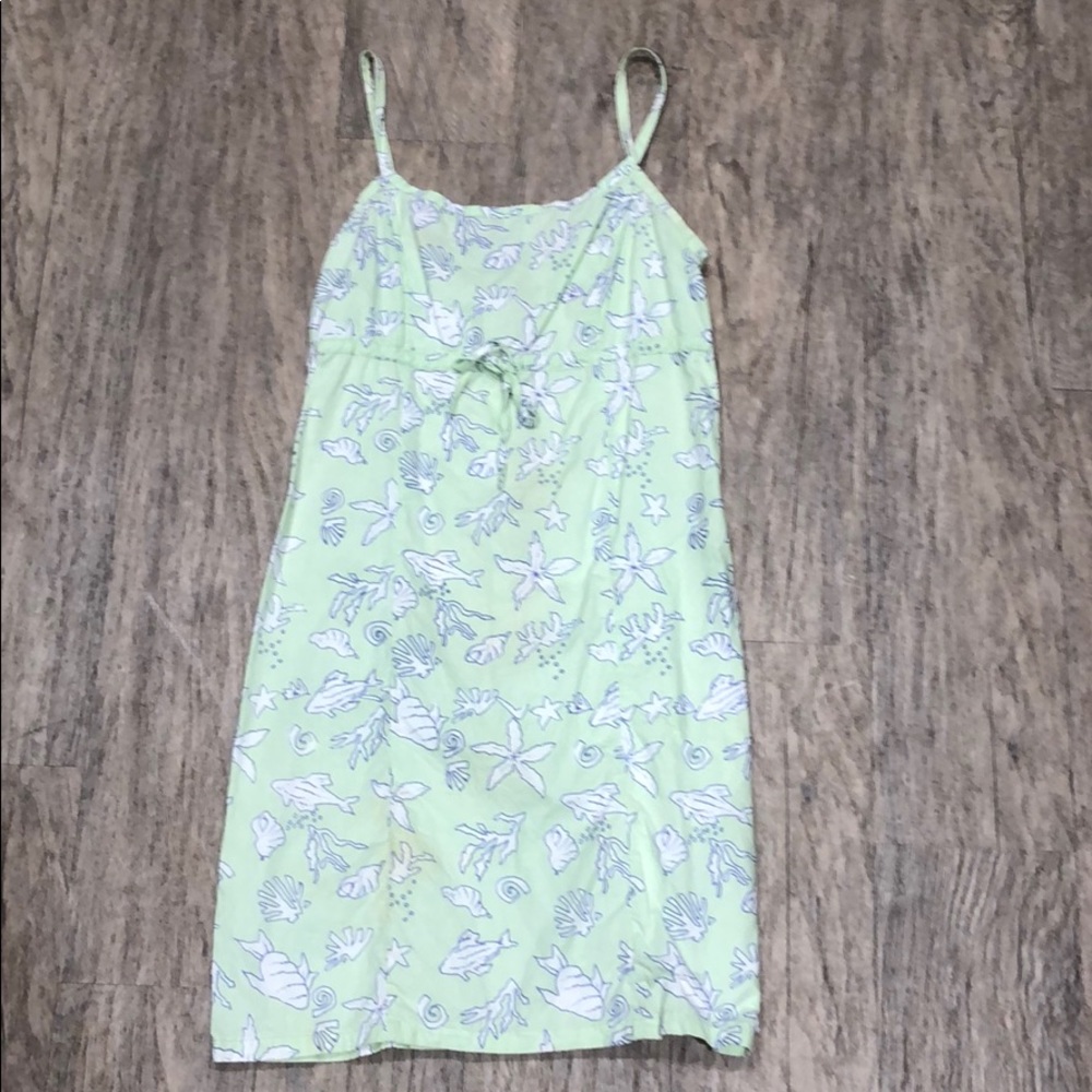 Green sleeveless sundress seashell print Sz S